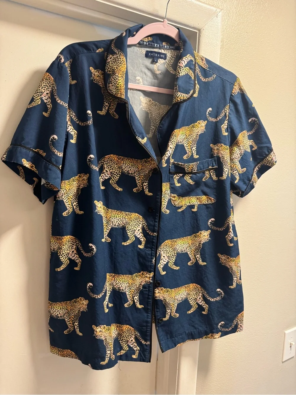 Katie Kime Leopard Print Cotton Pajama Set – Size L